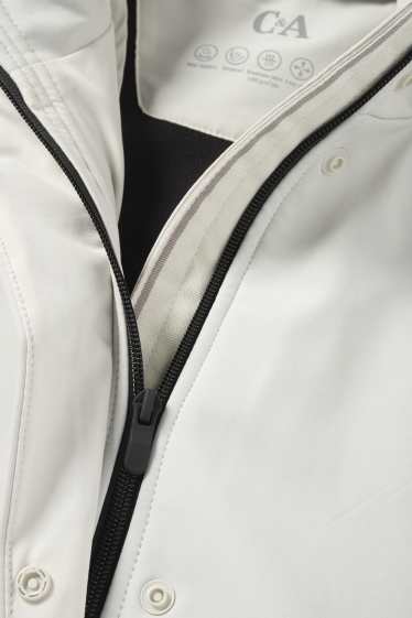 Damen - Softshellmantel mit Kapuze - wasserabweisend - 4 Way Stretch - hellgrau