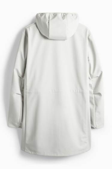 Damen - Softshellmantel mit Kapuze - wasserabweisend - 4 Way Stretch - hellgrau