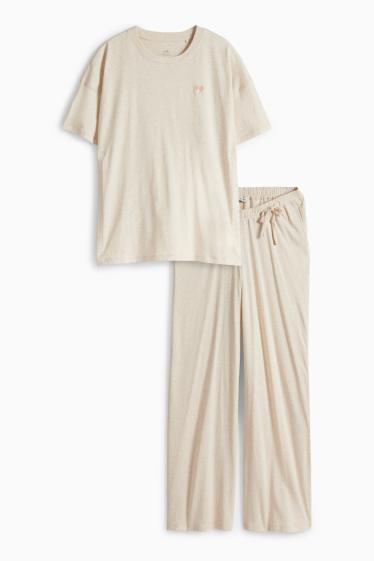 Damen - Still-Pyjama - hellbeige