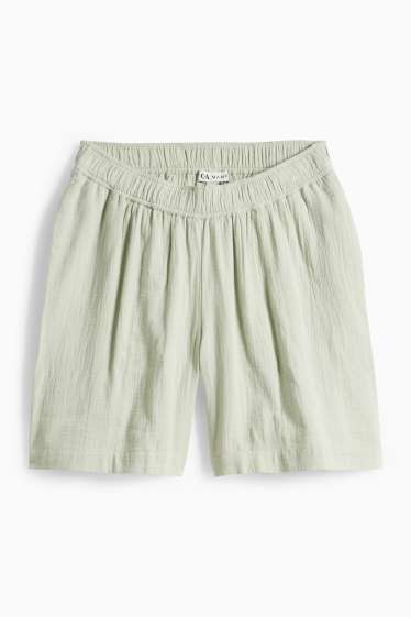 Damen - Umstands-Musselin-Shorts - hellgrün