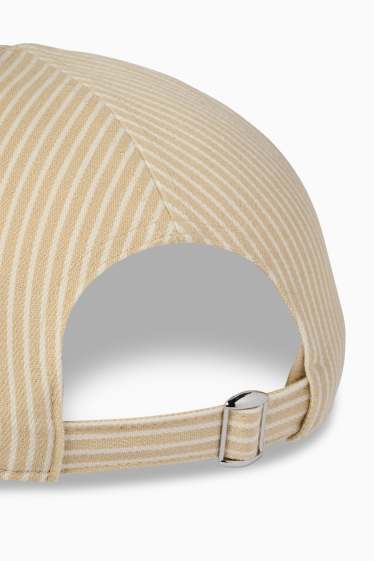 Dames - Pet - gestreept - beige