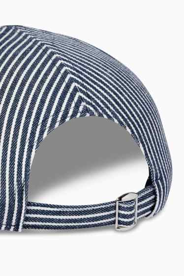 Dames - Pet - gestreept - donkerblauw / crème wit