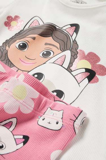 Kinder Mädchen - Gabby's Dollhouse - Set - Kurzarmshirt und Flared Leggings - weiß / pink