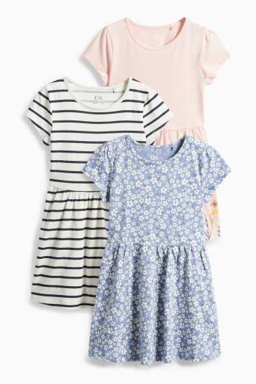 Enfants filles - Lot de 3 - petite fille et fleur - robe - rose