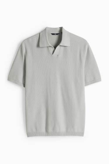 Bărbați - Tricou polo din tricot - regular fit - structurat - gri
