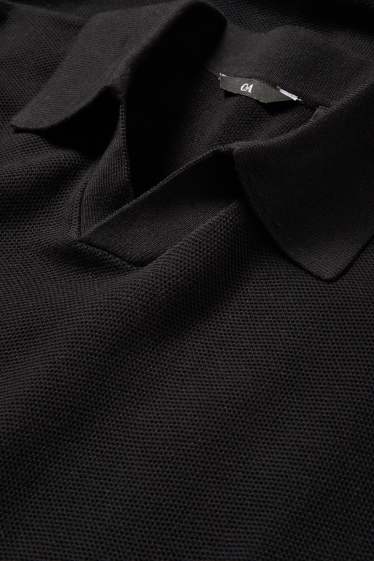 Bărbați - Tricou polo din tricot - regular fit - structurat - negru