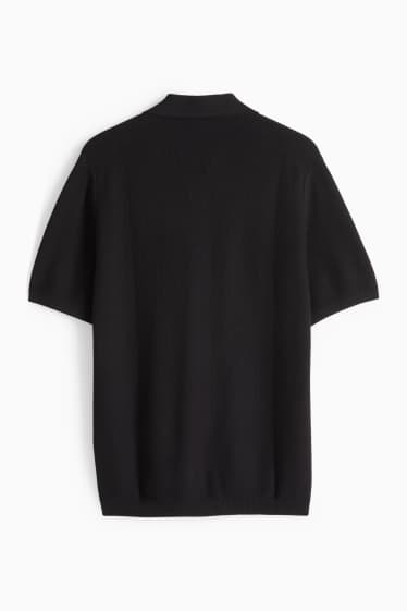 Bărbați - Tricou polo din tricot - regular fit - structurat - negru