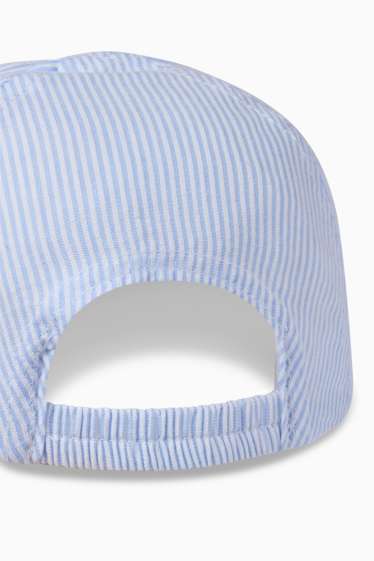 Baby Jungen - Schiffchen - Baby-Cap - gestreift - weiss / hellblau