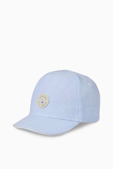 Baby Jungen - Schiffchen - Baby-Cap - gestreift - weiss / hellblau