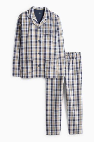 Bărbați - Pijama - în carouri - albastru