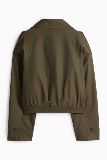 Dames - Korte trenchcoat - donkergroen