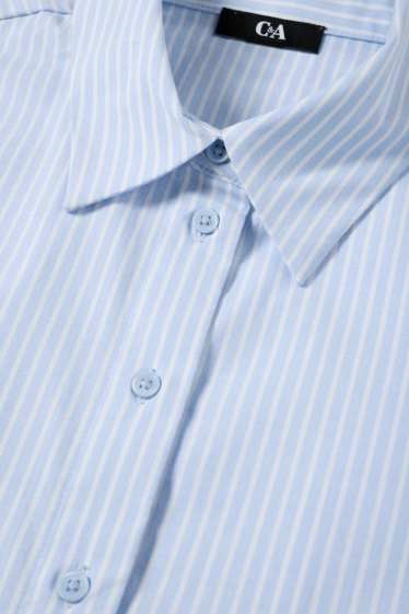 Dames - Blouse - gestreept - wit / lichtblauw