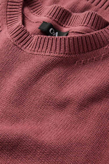 Femei - Pulover tricotat - mânecă scurtă - bordo