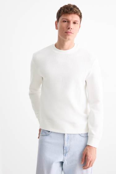 Heren - Sweatshirt - met structuur - wit