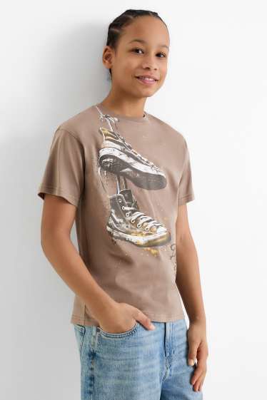 Kinder Jungen - Sneaker - Kurzarmshirt - braun