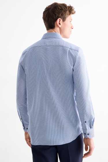 Herren - Businesshemd - Regular Fit - Cutaway - bügelfrei - gemustert - weiß / blau