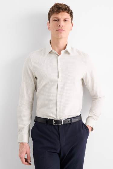 Herren - Businesshemd - Slim Fit - Kent - bügelfrei - strukturiert - hellbeige
