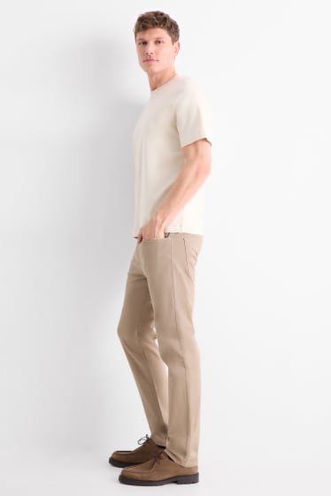 Uomo - Pantaloni - slim fit - tessuto tramato - tortora