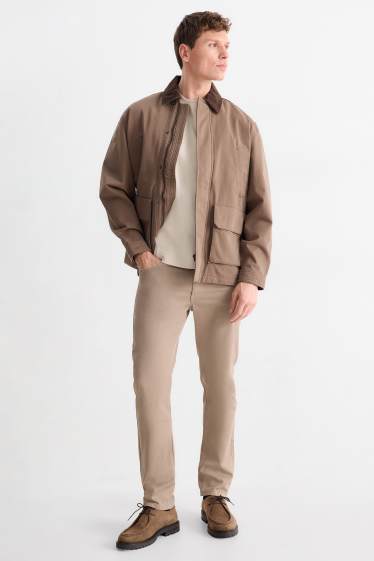 Uomo - Pantaloni - slim fit - tessuto tramato - tortora