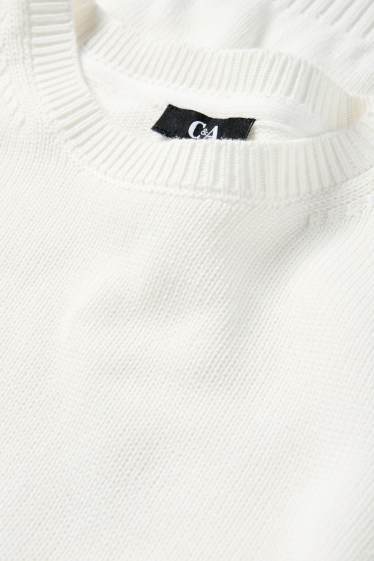 Femei - Pulover tricotat - mânecă scurtă - alb