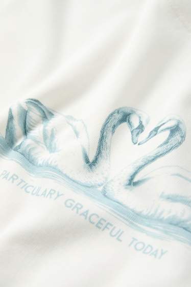 Donna - T-shirt - oversize - a coste - bianco