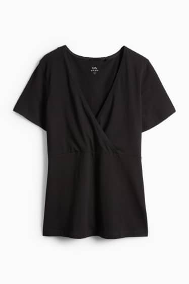 Donna - Maglia pigiama per allattamento - nero