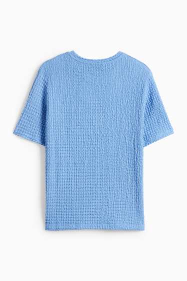 Femmes - T-shirt - regular fit - finition texturée - bleu