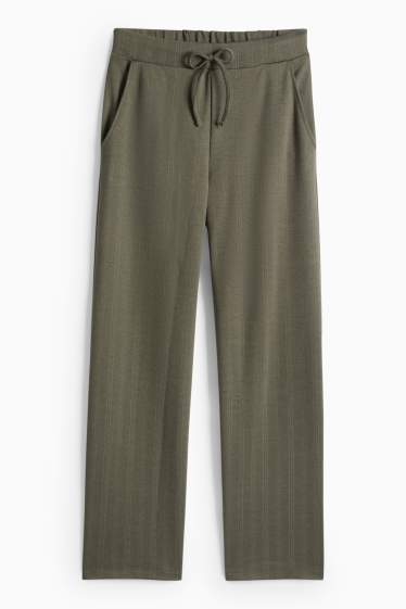 Dames - Jersey broek - mid waist - wide leg - krijtstrepen - groen