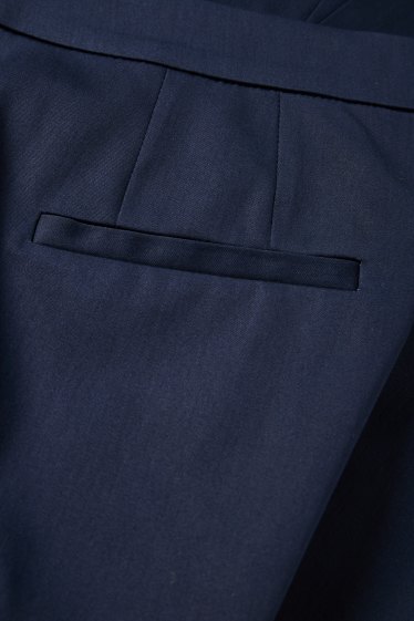 Dámské - Plátěné kalhoty - mid waist - slim fit - tmavomodrá