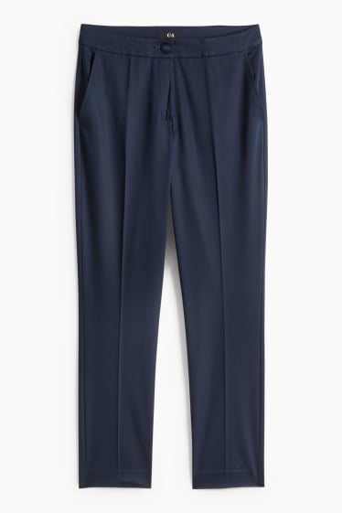 Dámské - Plátěné kalhoty - mid waist - slim fit - tmavomodrá