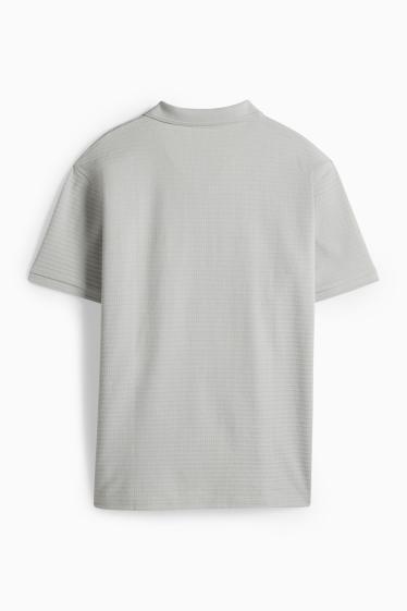 Home - Polo - regular fit - acanalat - gris