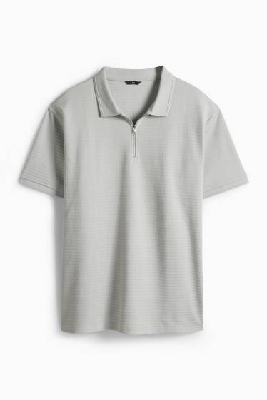 Home - Polo - regular fit - acanalat - gris
