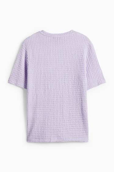 Femmes - T-shirt - regular fit - finition texturée - violet clair