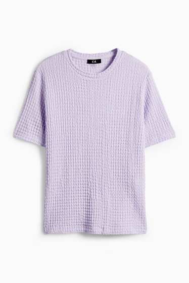 Femmes - T-shirt - regular fit - finition texturée - violet clair