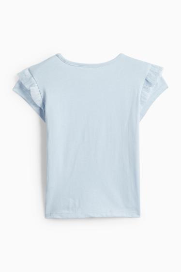 Bambine - Frozen - t-shirt - effetto brillante - azzurro