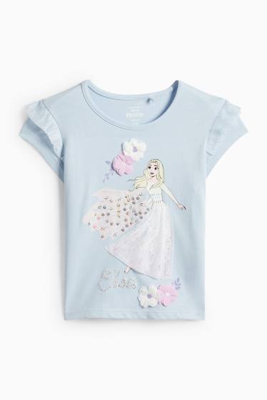 Bambine - Frozen - t-shirt - effetto brillante - azzurro