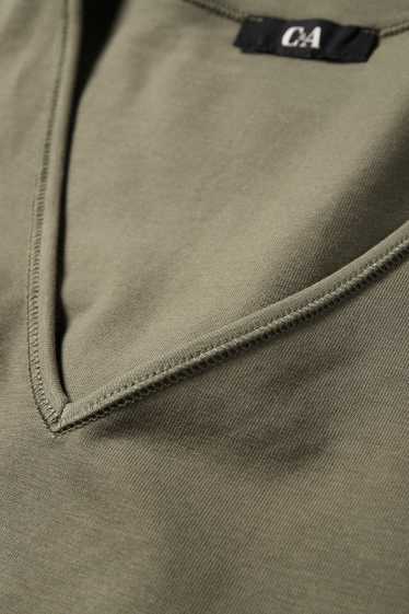 Women - V-neck T-shirt - slim fit - dark green