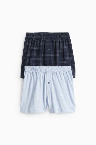 Hommes - Lot de 2 - caleçons - jersey - bleu foncé