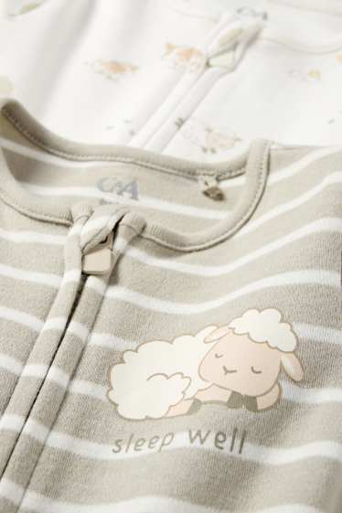 Baby Jungen - Multipack 2er - Schäfchen - Baby-Schlafanzug - grau