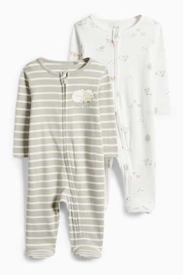 Baby Jungen - Multipack 2er - Schäfchen - Baby-Schlafanzug - grau