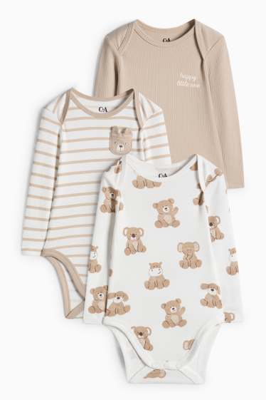 Unisex - Confezione da 3 - peluche - body per neonati - bianco / beige