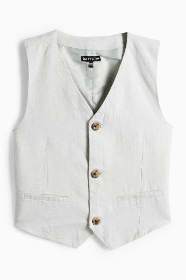 Children Boys - Set - shirt, waistcoat and bow tie - 3 piece - party - white / gray