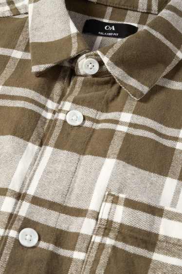 Heren - Overhemd - relaxed fit - Kent - geruit - bruin / crème wit
