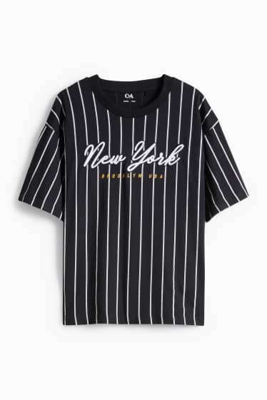 Children Boys - New York - short sleeve T-shirt - striped - black / white