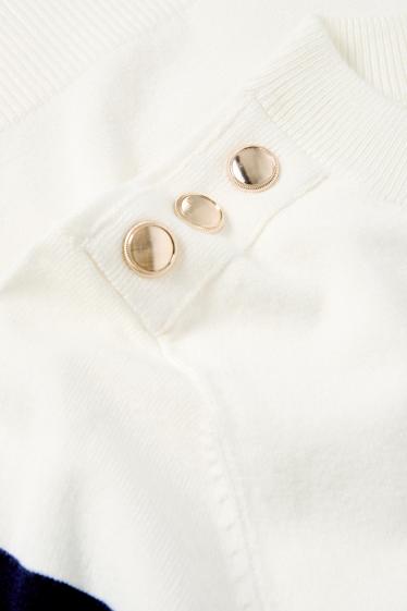 Donna - Maglione - a maniche corte - a righe - bianco / nero