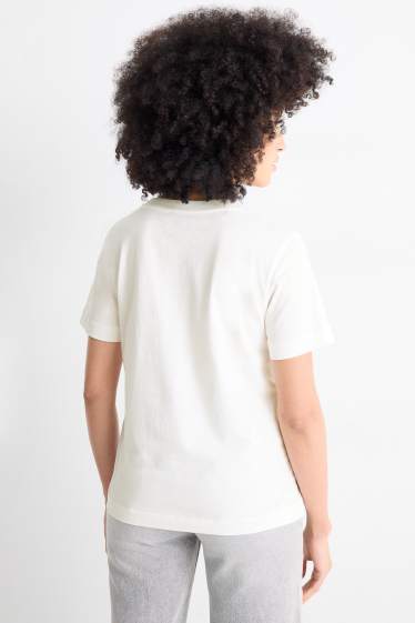 Femmes - T-shirt - regular fit - effet brillant - blanc