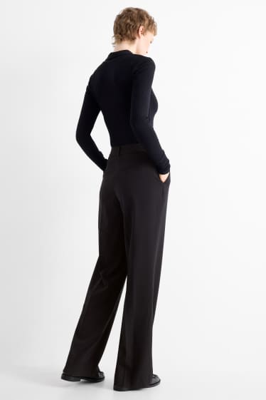 Femmes - Pantalon de toile - mid waist - straight leg - noir