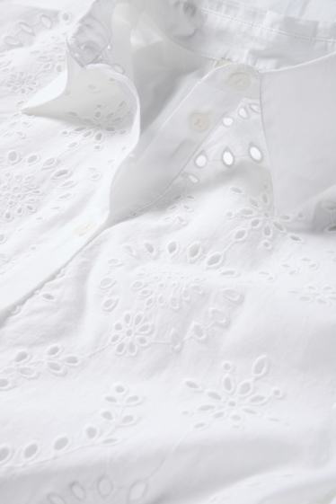 Femmes - Blouse-chemise - broderie anglaise - blanc