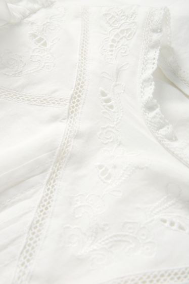 Dames - Blouse - Broderie Anglaise - wit