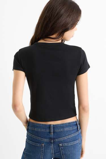 Damen - T-Shirt - Slim Fit - schwarz